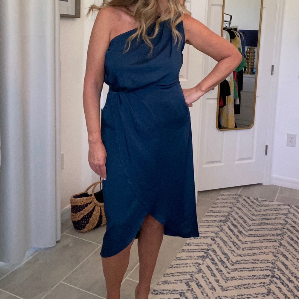 One Shoulder Semi Formal Dress  - Wedding Dinner Guest Dress